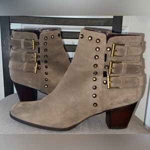 Stuart Weitzman Kickstart Studded Suede Ankle Boot